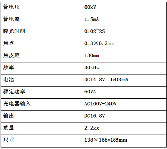 便携式牙片机参数